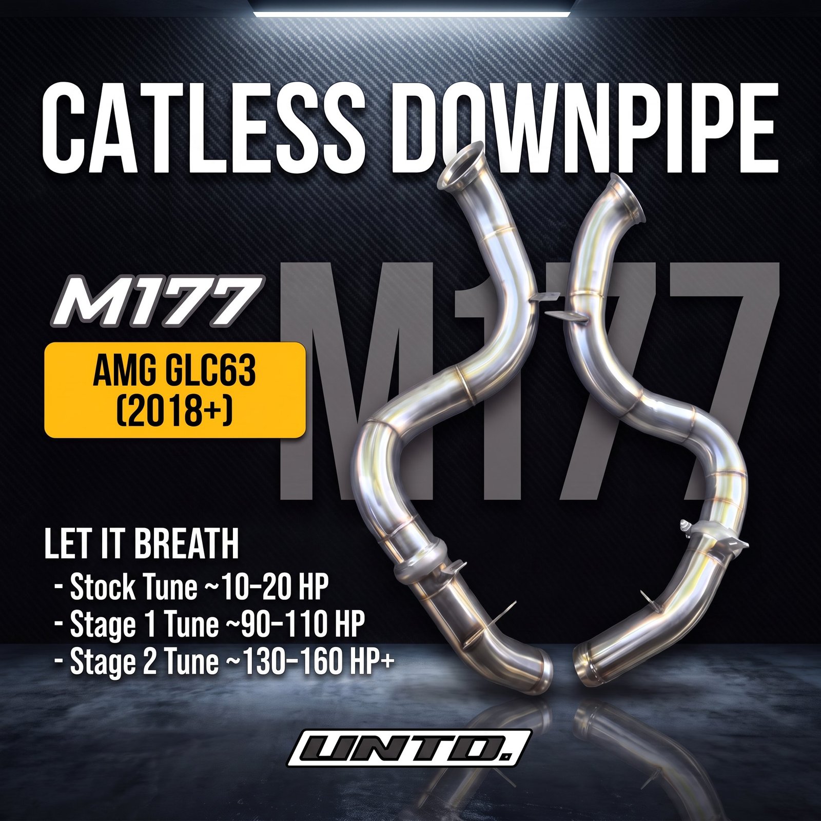 Untd. Performance Catless Downpipe - Mercedes-Benz AMG GLC63 M177 Downpipe 2018+