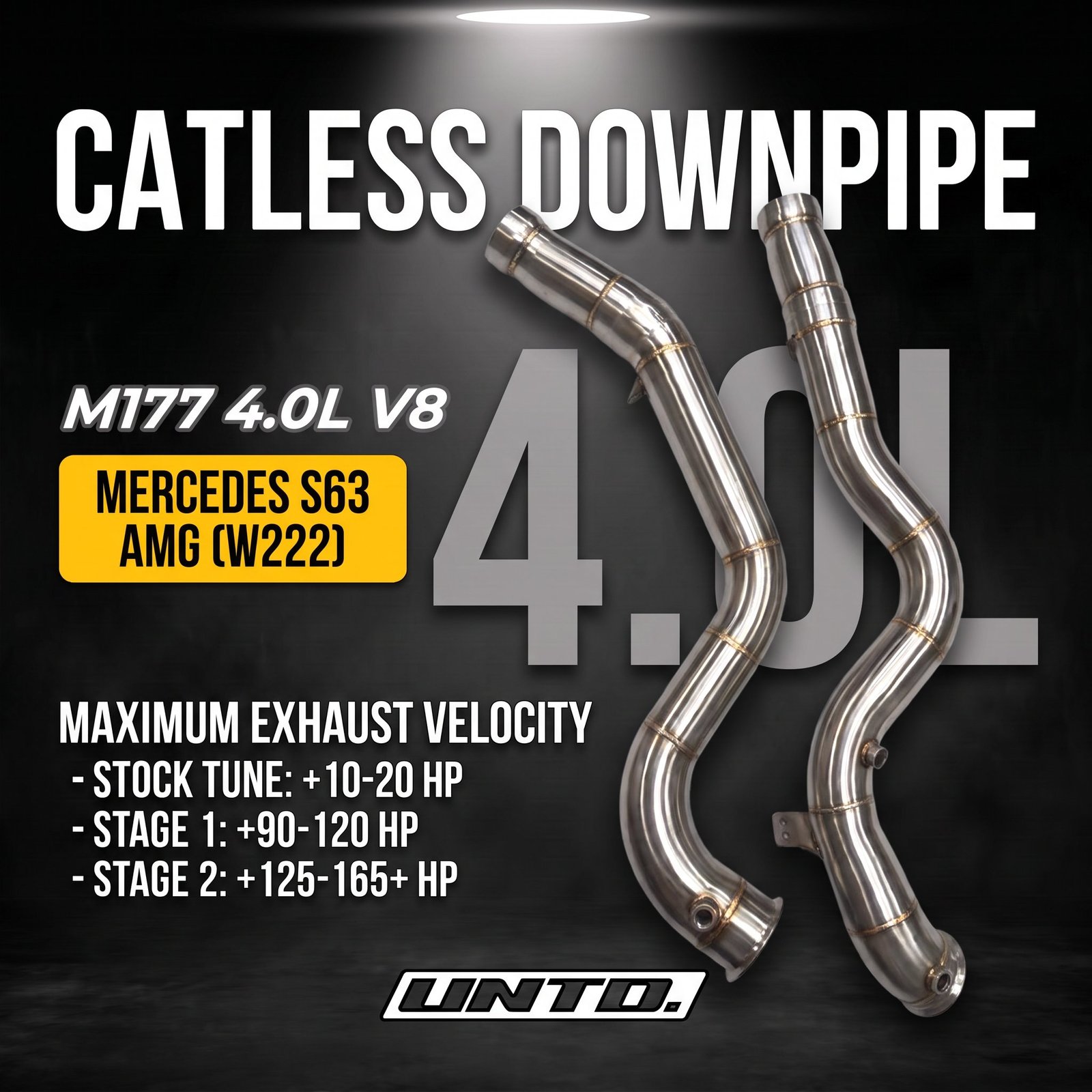 Untd. Performance Catless Downpipe - Mercedes-Benz W222 - S63 AMG M177 4.0L