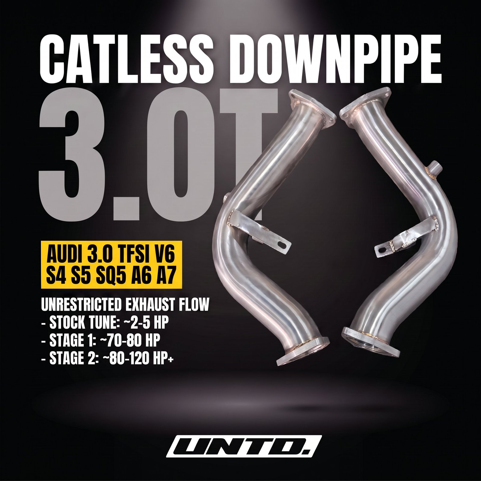 Untd. Performance Catless Test-Pipe Audi 3.0T Supercharged - S4 S5 SQ5 B8 B8.5 - A6 A7 C7 C7.5
