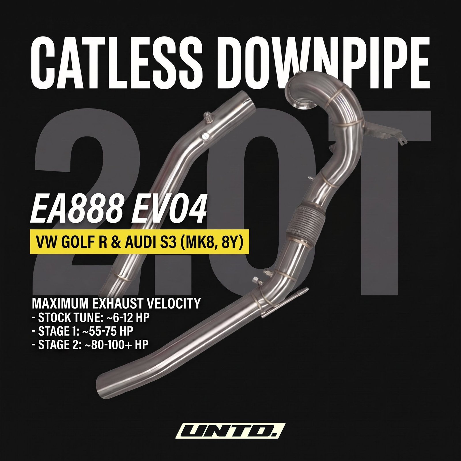 Untd. Performance 3.5" Catless Downpipe - VW Golf R Mk8 / Audi S3 8Y 2.0T EA888 EVO4