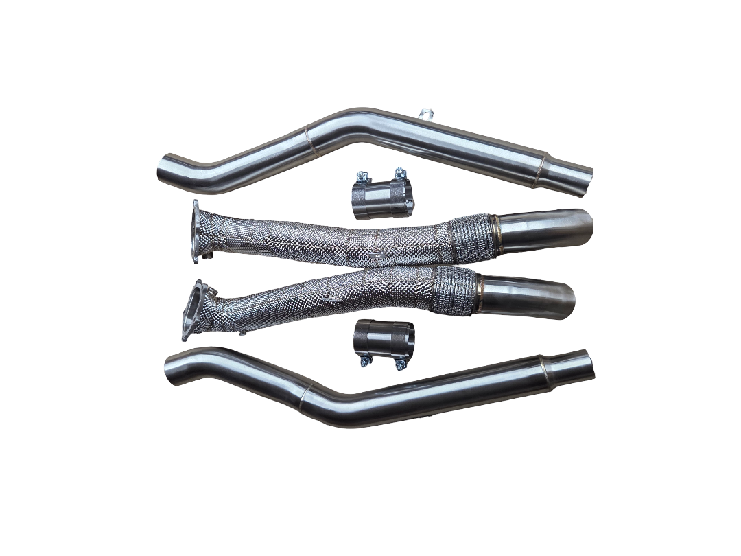 Untd. Performance 3" Catless Downpipe + Mid-Pipe W/ Shield - Audi S6/RS6 - S7/RS7 C7 4.0T EA824 - Image 3