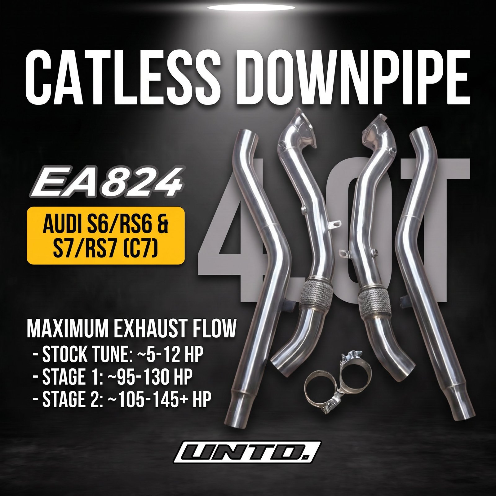 Untd. Performance 3" Catless Downpipe + Mid-Pipe - Audi S6/RS6 - S7/RS7 C7 4.0T EA824