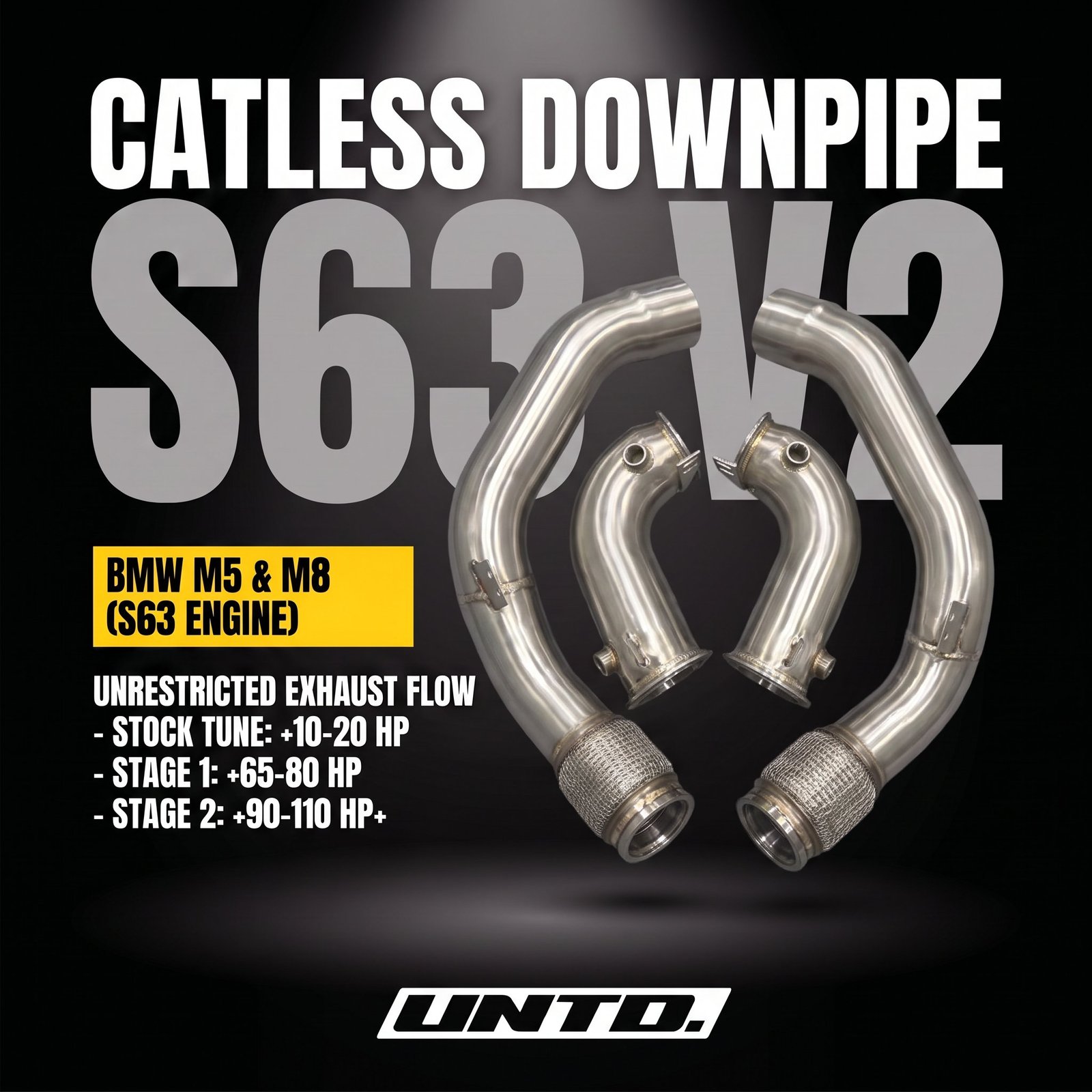 Untd. Performance Catless Downpipe V2 - BMW M5 M8 F90/F91/F92/F93 2017-2021 S63