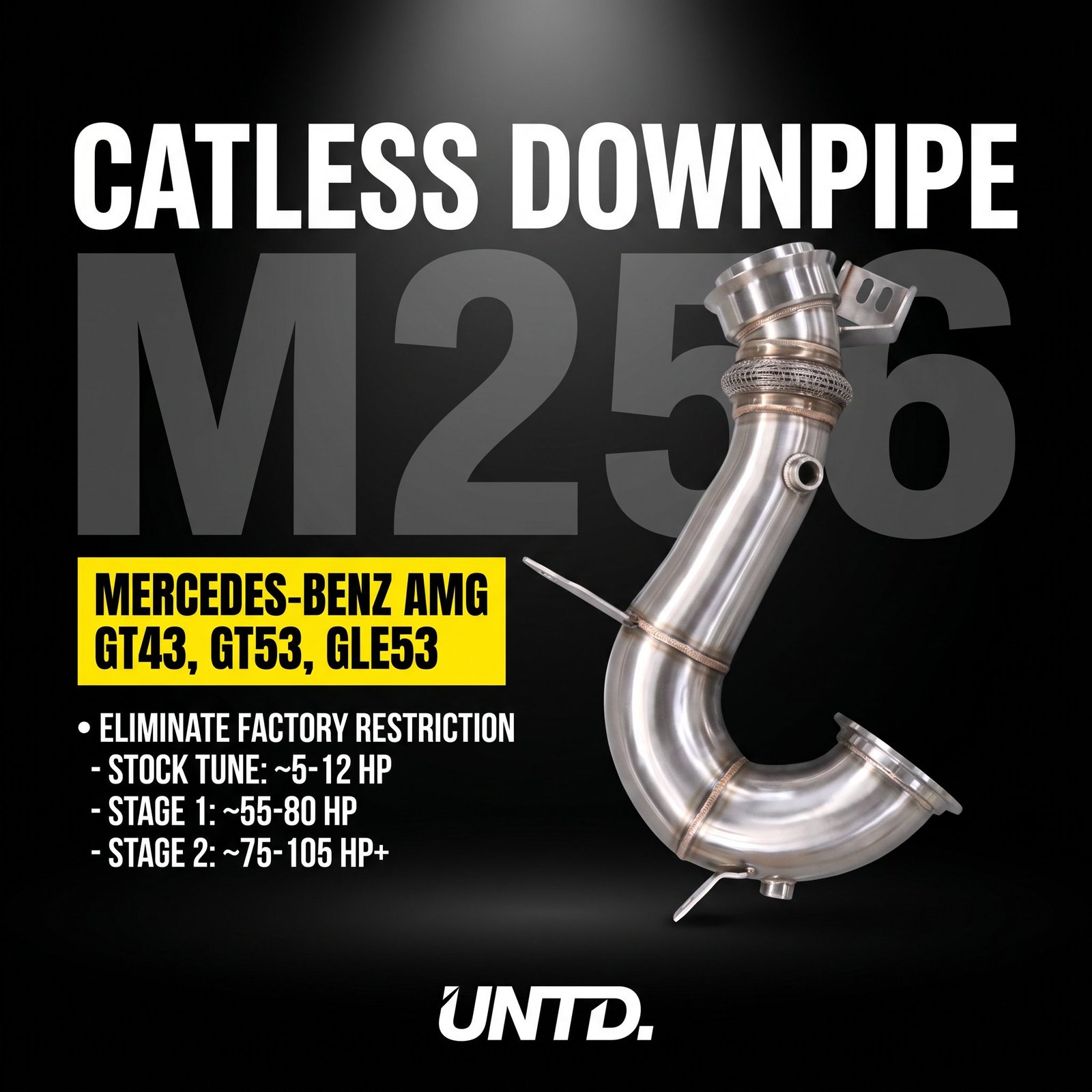 Untd. Performance Catless Downpipe - Mercedes-Benz AMG GT43 GT50 GT53 GLE53 S450 S500 M256 3.0T 2017+