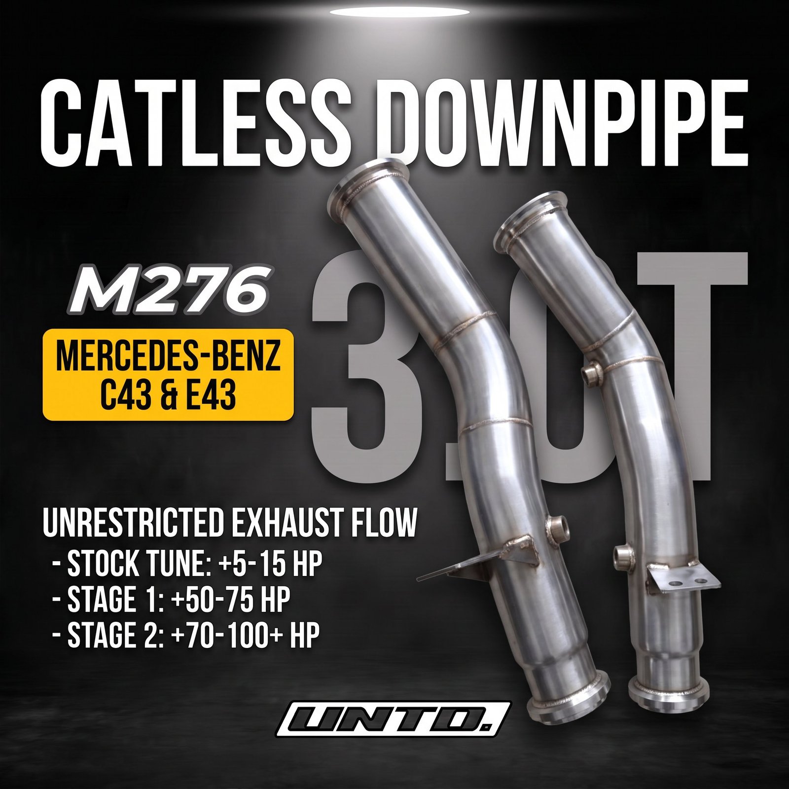Untd. Performance Catless Downpipe - Mercedes-Benz M276 W/S/C205 W213/C238 - C400 C450 C43 E400 E43
