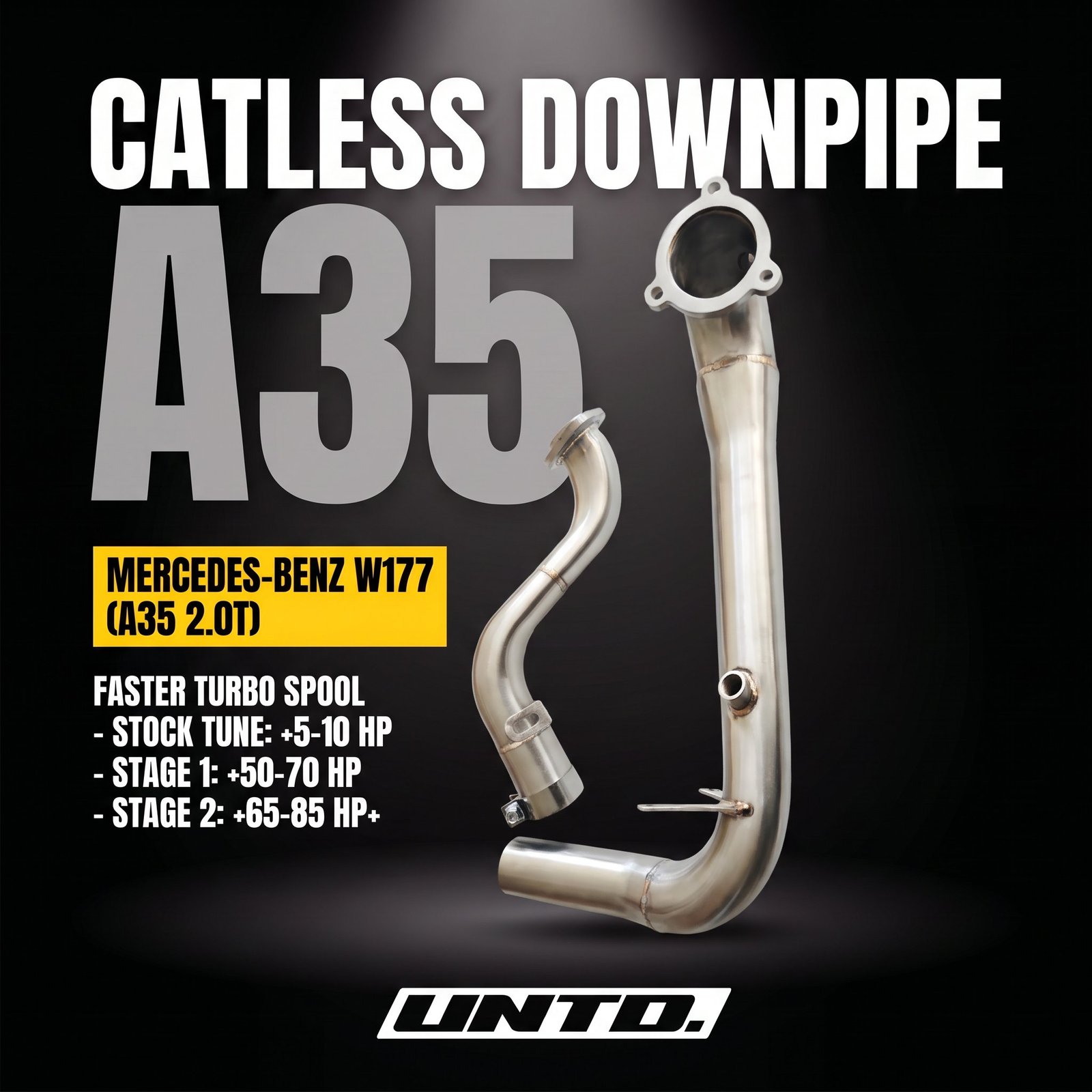 Untd. Performance Catless Downpipe - Mercedes-Benz W177 A35 2019+2.0T M260