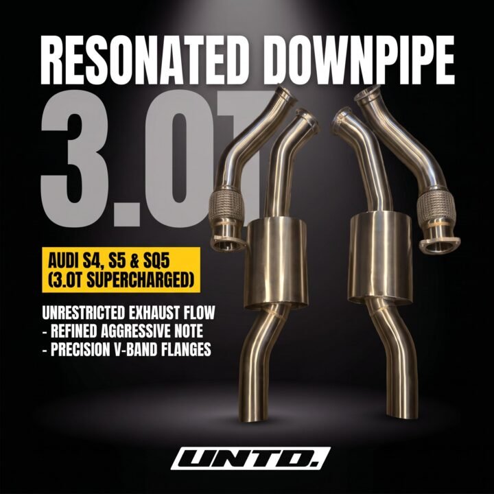 Untd. Performance Resonated Lower Downpipe W/ V-Bands Audi 3.0T Supercharged - S4 S5 SQ5 B8 B8.5 - A6 A7 C7 C7.5
