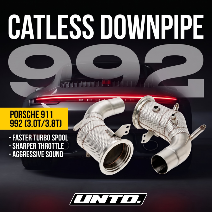 Untd. Performance Catless Downpipe W/ Shield - Porsche Carrera Targa 911 992 3.0T 3.8T