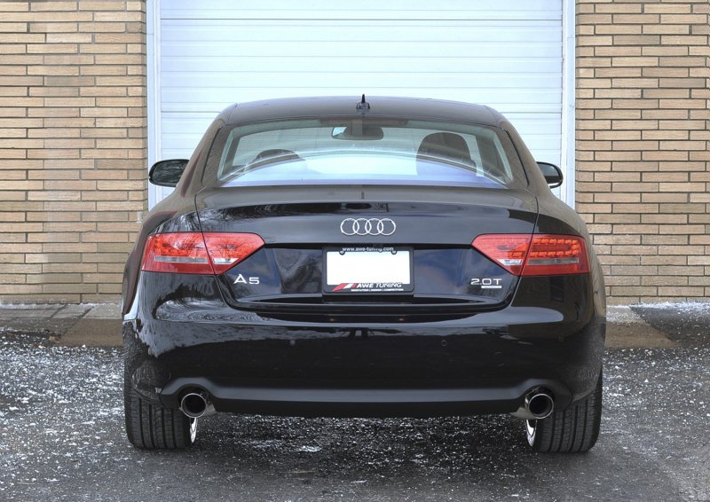 AWE Tuning Audi B8 A5 2.0T Touring Edition Exhaust - Dual Outlet Polished Silver Tips - Image 3