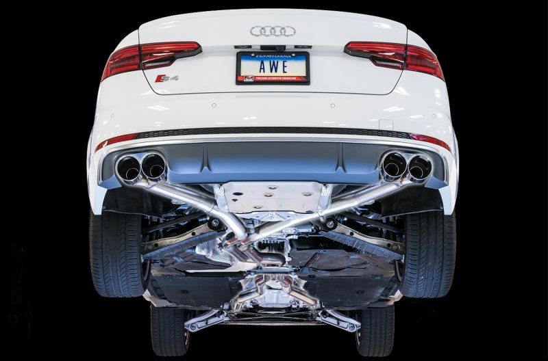 AWE Tuning Audi B9 S4 Track Edition Exhaust - Non-Resonated (Silver 102mm Tips) - Image 2
