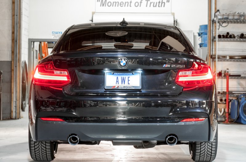 AWE Tuning BMW F22 M235i / M240i Touring Edition Axle-Back Exhaust - Chrome Silver Tips (90mm) - Image 2