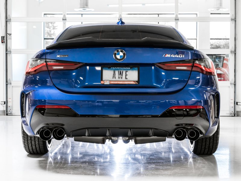 AWE Tuning 2019+ BMW M340i (G20) Non-Resonated Touring Edition Exhaust - Quad Diamond Black Tips - Image 10
