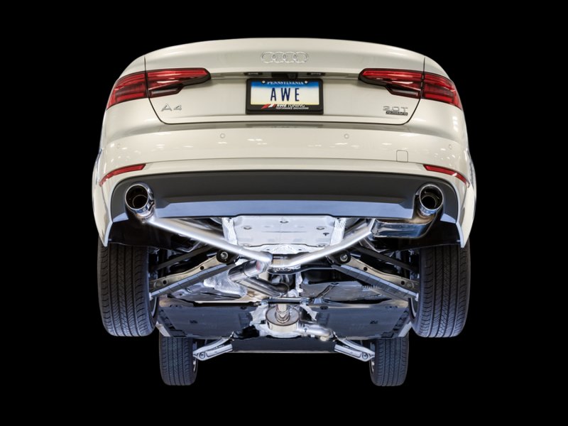 AWE Tuning Audi B9 A4 SwitchPath Exhaust Dual Outlet - Chrome Silver Tips (Includes DP and Remote) - Image 2
