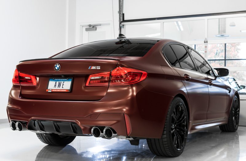 AWE Tuning 18-19 BMW M5 (F90) 4.4T AWD SwitchPath Axle-back Exhaust - Diamond Black Tips - Image 3