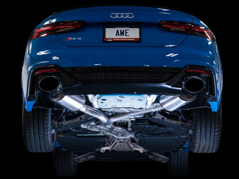 AWE Tuning Audi B9.5 RS 5 Coupe Non-Resonated Touring Edition Exhaust - RS-Style Diamond Black Tips - Image 9