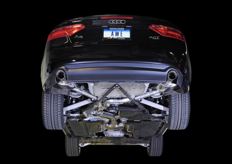 AWE Tuning Audi B8 A5 2.0T Touring Edition Exhaust - Dual Outlet Polished Silver Tips - Image 2