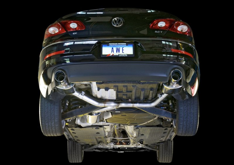 AWE Tuning VW CC Touring Edition Exhaust Dual Outlet - Diamond Black Tips - Image 2