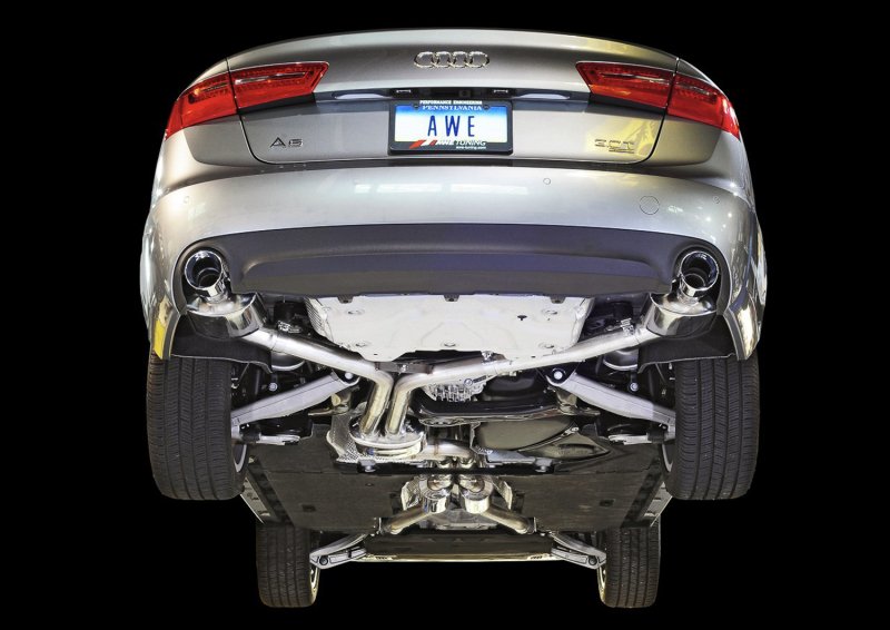 AWE Tuning Audi C7 A6 3.0T Touring Edition Exhaust - Dual Outlet Chrome Silver Tips - Image 2