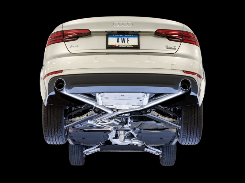 AWE Tuning Audi B9 A4 Track Edition Exhaust Dual Outlet - Chrome Silver Tips (Includes DP) - Image 2