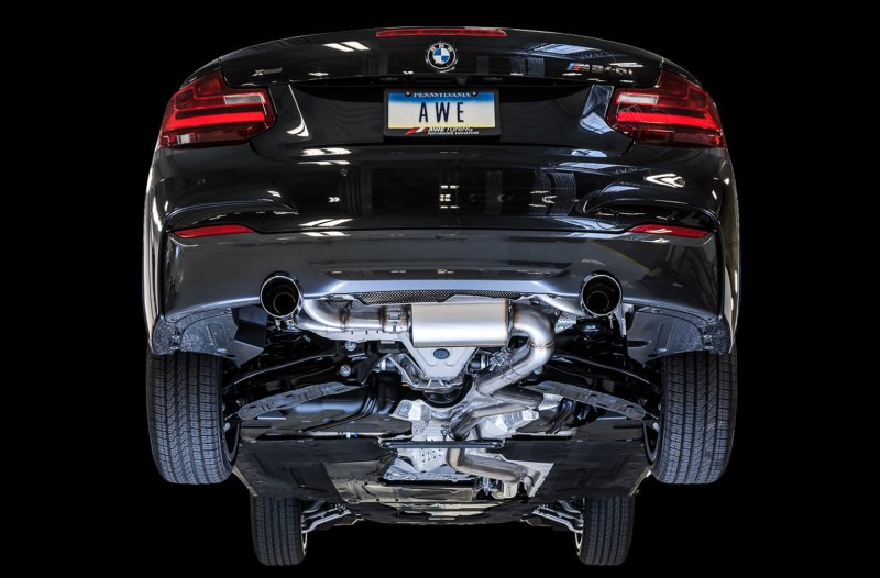 AWE Tuning BMW F22 M235i / M240i Touring Edition Axle-Back Exhaust - Chrome Silver Tips (90mm) - Image 3