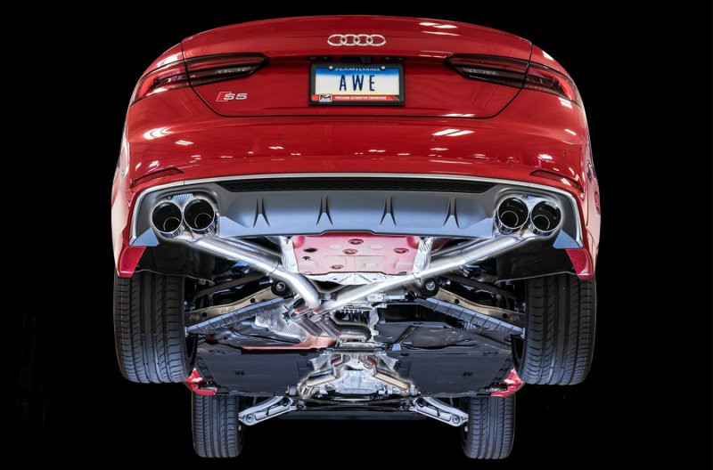 AWE Tuning Audi B9 S5 Coupe 3.0T Track Edition Exhaust - Diamond Black Tips (102mm) - Image 4