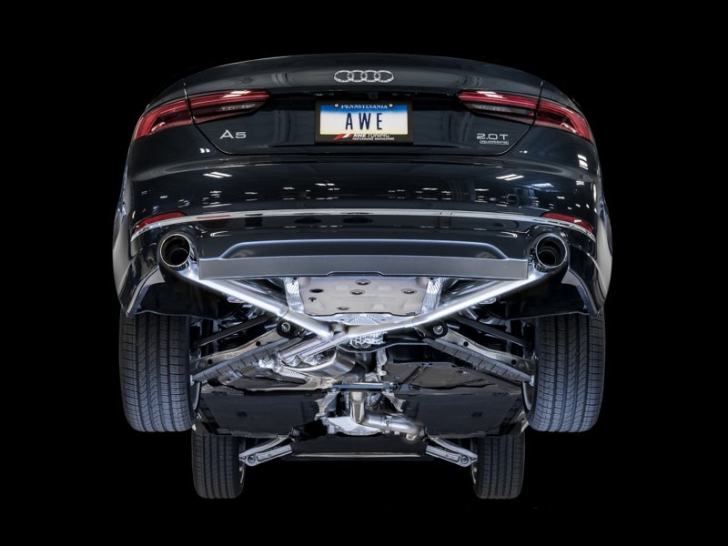 AWE Tuning Audi B9 A5 Track Edition Exhaust Dual Outlet - Chrome Silver Tips (Includes DP) - Image 2
