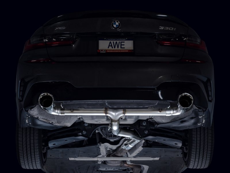 AWE 19-23 BMW 330i / 21-23 BMW 430i Base G2X Track Edition Axle Back Exhaust - Chrome Silver - Image 9