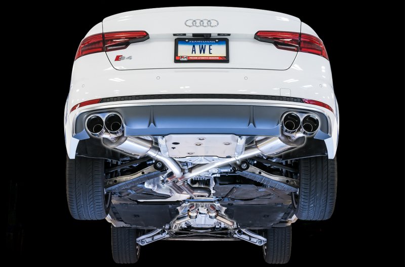 AWE Tuning Audi B9 S4 Touring Edition Exhaust - Non-Resonated (Silver 102mm Tips) - Image 2