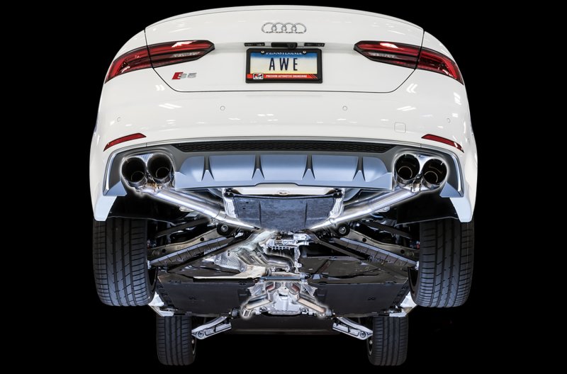 AWE Tuning Audi B9 S5 Sportback Track Edition Exhaust - Non-Resonated (Black 102mm Tips) - Image 6
