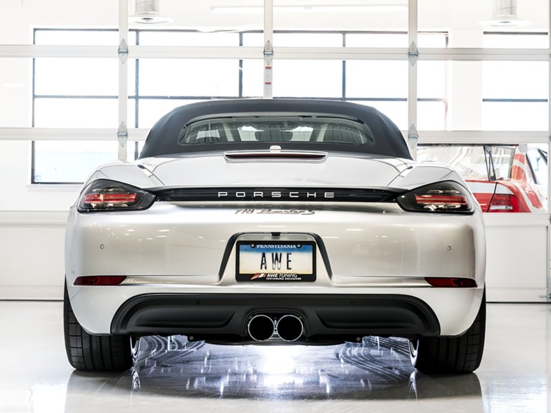 AWE Tuning Porsche 718 Boxster / Cayman Track Edition Exhaust - Chrome Silver Tips - Image 3
