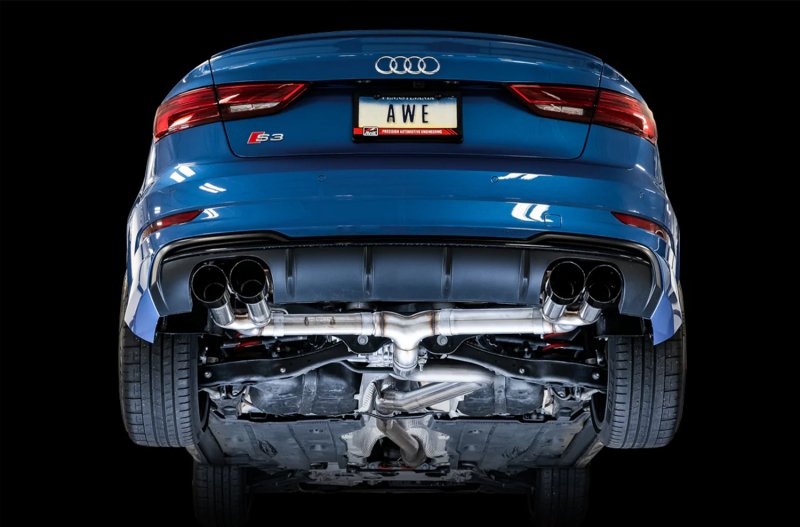 AWE Tuning Audi 8V S3 Track Edition Exhaust w/Diamond Black Tips 102mm - Image 3
