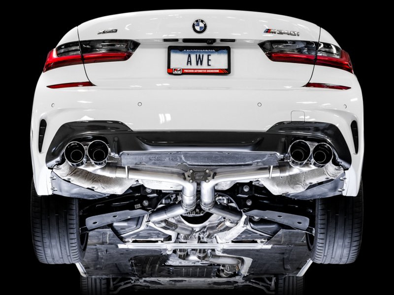 AWE Tuning 2019+ BMW M340i (G20) Track Edition Exhaust - Quad Chrome Silver Tips - Image 2