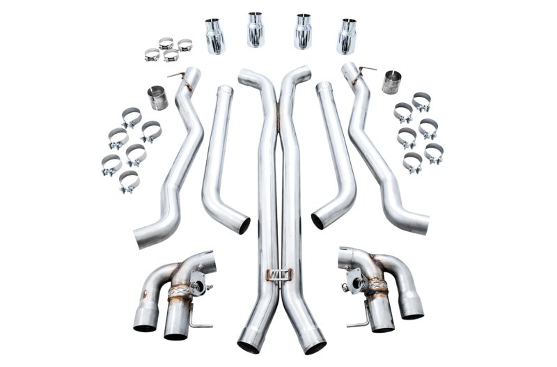 AWE Tuning 18-19 BMW M5 (F90) 4.4T AWD SwitchPath Cat-back Exhaust - Chrome Silver Tips - Image 2