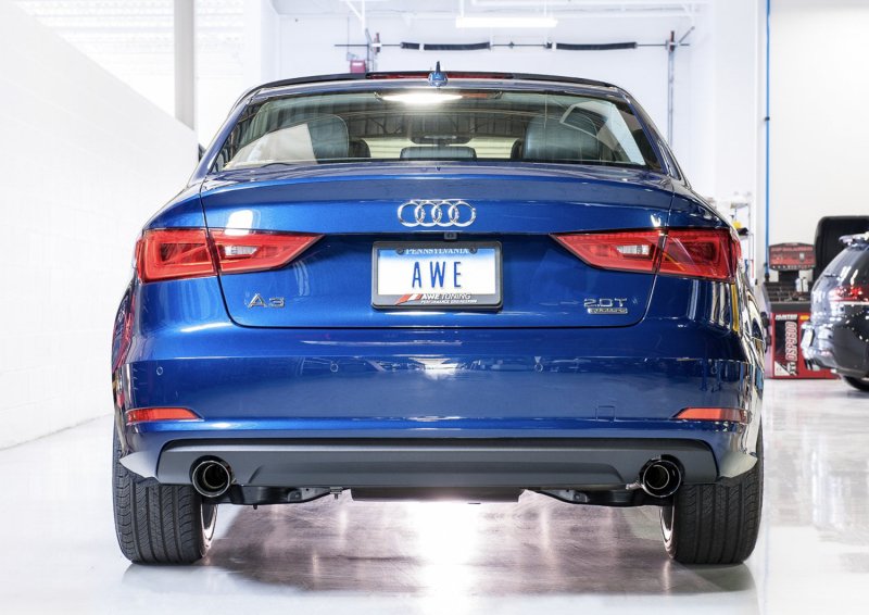 AWE Tuning Audi 8V A3 Touring Edition Exhaust - Dual Outlet Diamond Black 90 mm Tips - Image 2