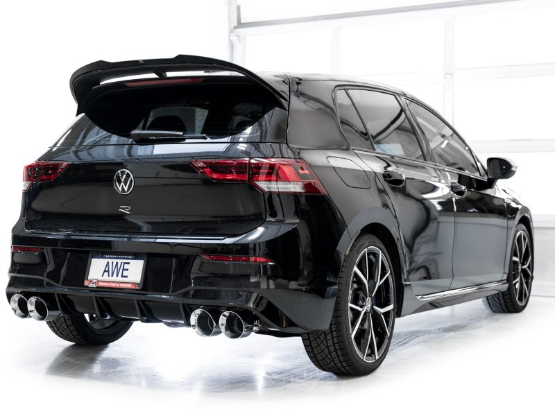 AWE MK8 Volkswagen Golf R 3in Track Edition Quad Exhaust - Chrome Silver Tips - Image 5