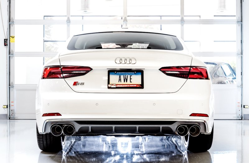 AWE Tuning Audi B9 S4 Touring Edition Exhaust - Non-Resonated (Silver 102mm Tips) - Image 4