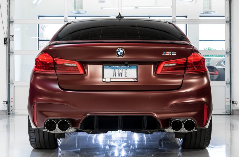 AWE Tuning 18-19 BMW M5 (F90) 4.4T AWD Axle-back Exhaust - Track Edition (Chrome Silver Tips) - Image 2
