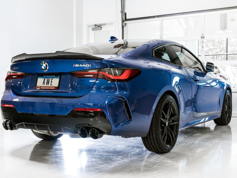 AWE Tuning 2019+ BMW M340i (G20) Resonated Touring Edition Exhaust - Quad Diamond Black Tips - Image 8