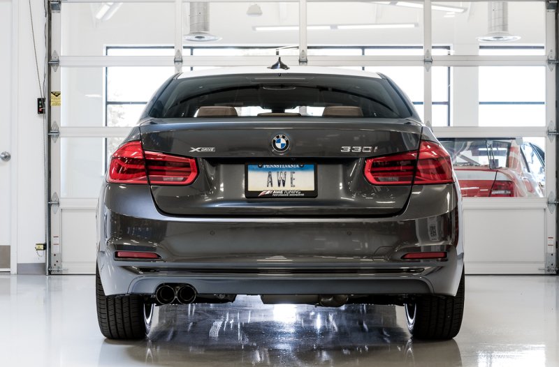 AWE Tuning BMW F3X 28i / 30i Touring Edition Axle-Back Exhaust Single Side - 80mm Silver Tips - Image 2