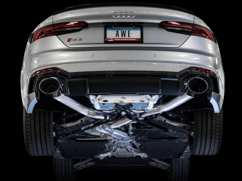AWE Tuning Audi B9 RS 5 Sportback Track Edition Resonated for Perf Cats Exhaust w/Diamond Black Tips - Image 4