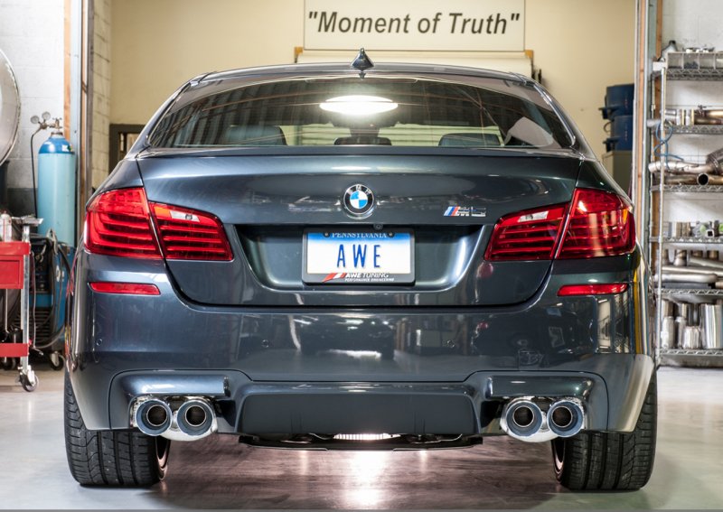 AWE Tuning BMW F10 M5 Touring Edition Axle-Back Exhaust Chrome Silver Tips - Image 2