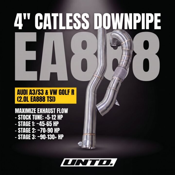 Untd. Performance 4" Catless Downpipe Audi A3/S3 8V - VW Golf R Mk7/7.5 - 2.0L EA888 EVO3