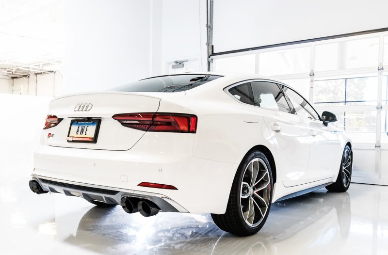 AWE Tuning Audi B9 S4 Touring Edition Exhaust - Non-Resonated (Black 102mm Tips) - Image 4